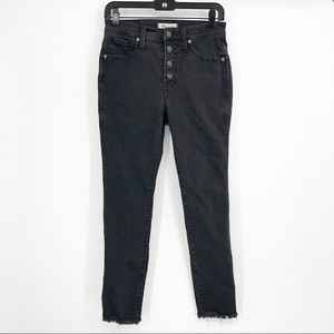 Madewell 10” High Rise Skinny Black Jeans Raw Hem